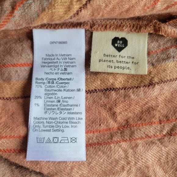 Madewell Linen Blend Striped Camp Shirt Women's S Coastal Casual Vacation Summer - Picture 10 of 10